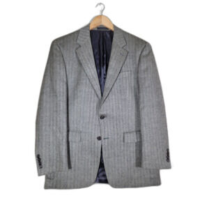 Lauren Ralph Lauren 100% Lambs Wool Grey Herringbone Blazer Suit Jacket - 38R